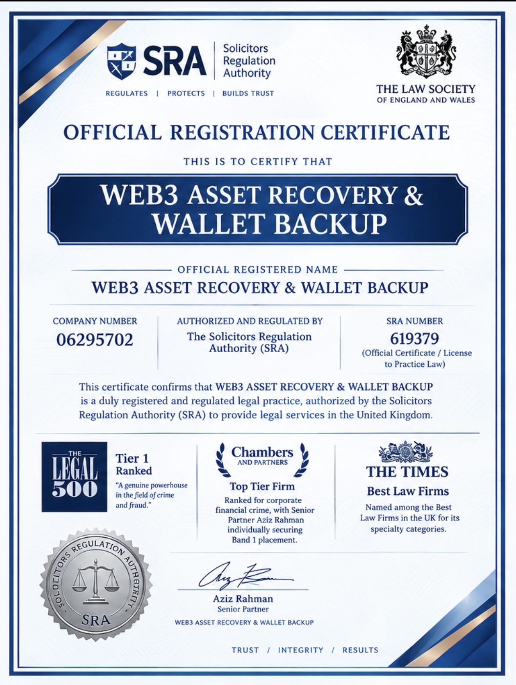 Illustrative certificate mockup, not an official certificate or proof of accreditation
